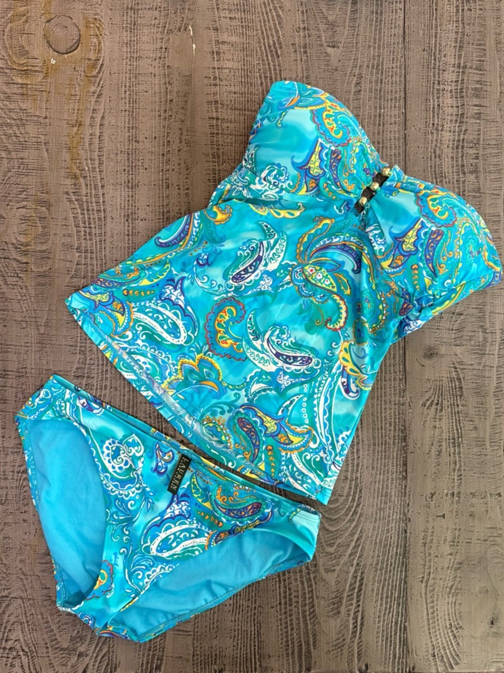 Ralph Lauren Turquoise Paisley Tankini Bikini Set